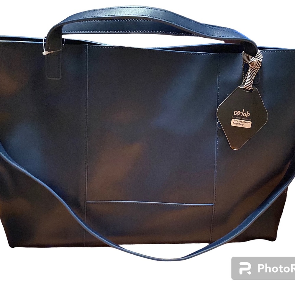NWT Christoper Kon Navy XL Tote, genuine leather